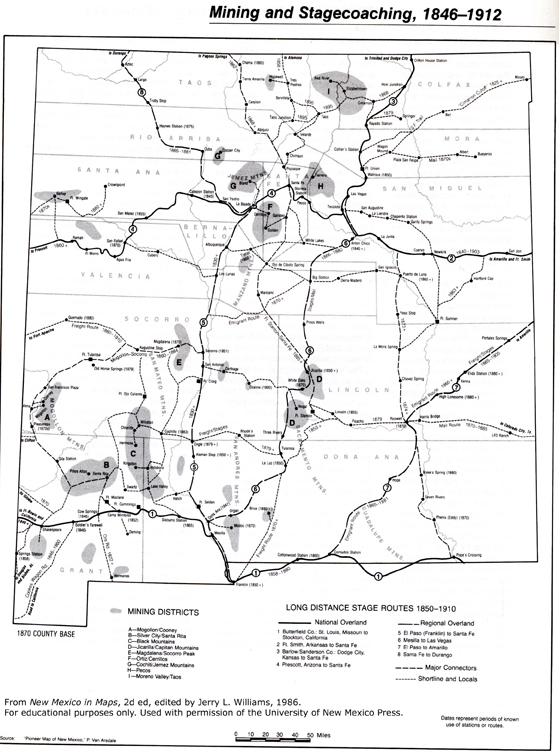 Mining and Stagecoaching, 1846-1912 (Map)